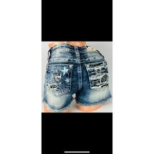 🔥Miss Me RaRe Size 30 Easy Shorts American Flag 4th Of July Bling Stars Stripes